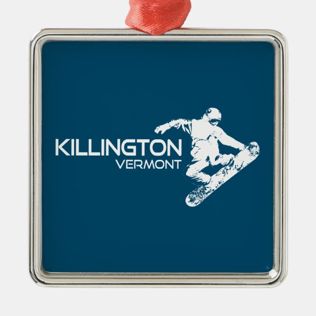 Ornamento De Metal Killington Vermont Snowboarder (Frente)