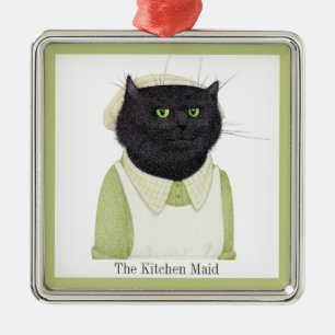 Ornamento De Metal KITCHEN MAID CAT Premium Square Ornament + Texto