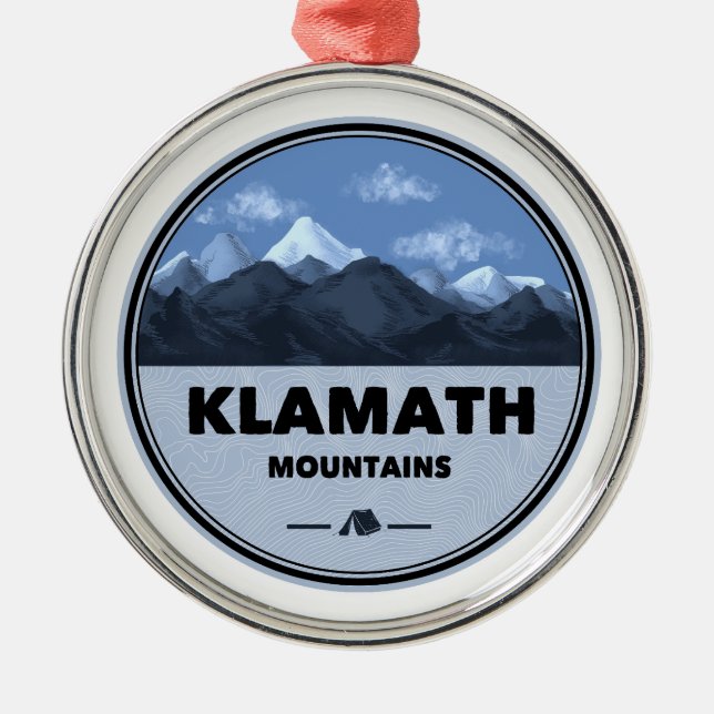 Ornamento De Metal Klamath Mountains California Oregon Camping (Frente)