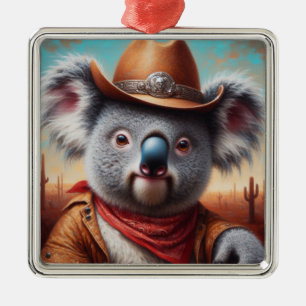 Ornamento De Metal Koala Cowboy