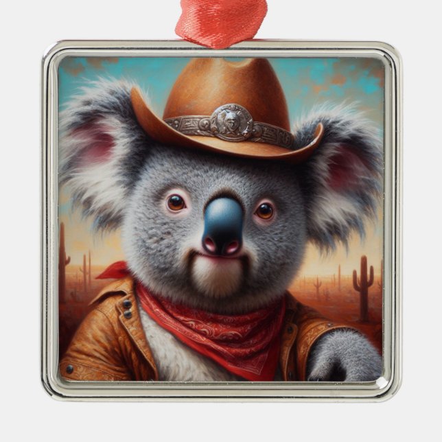 Ornamento De Metal Koala Cowboy (Frente)