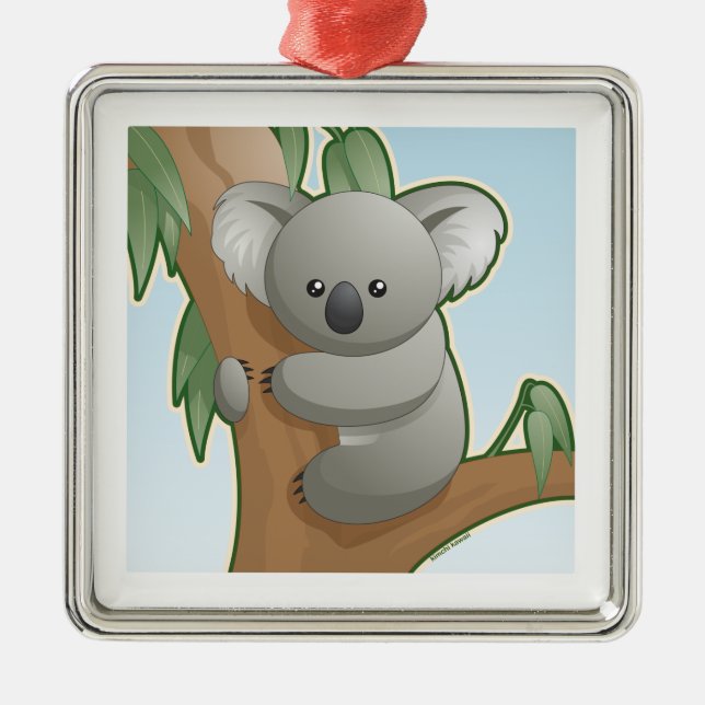 Ornamento De Metal Koala de Kawaii (Frente)