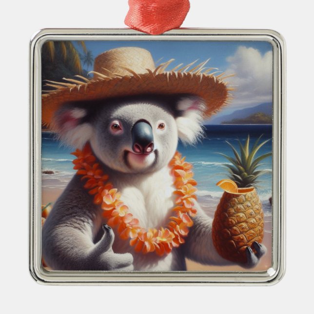 Ornamento De Metal Koala Luau (Frente)