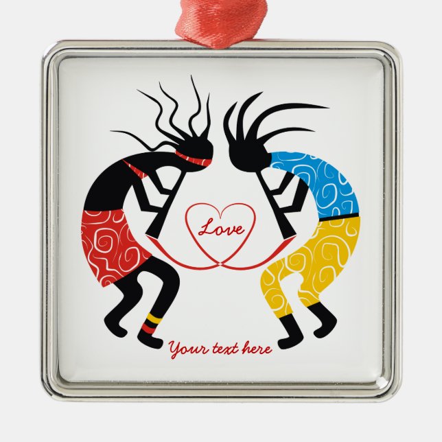 Ornamento De Metal Kokopelli Love (Frente)
