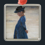 Ornamento De Metal Kroyer - Menina parada em Skagen Beach<br><div class="desc">Garota em Skagen Southern Beach - Peder Severin Kroyer,  1884. Óleo no painel.</div>