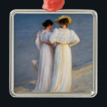 Ornamento De Metal Kroyer - Noite de Verão em Skagen Beach Closeup<br><div class="desc">Noite de Verão em Skagen Southern Beach; close on Anna Ancher and Marie Kroyer - Peder Severin Kroyer,  1893</div>