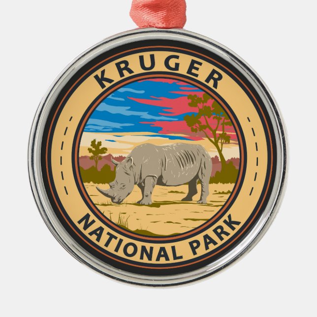 Ornamento De Metal Kruger National Park White Rhinocerontes Viagem Ar (Frente)