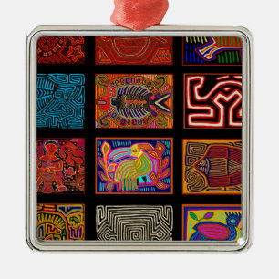 Ornamento De Metal Kuna Indian Mola Collage