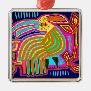 Ornamento De Metal Kuna Indian Mola Collage