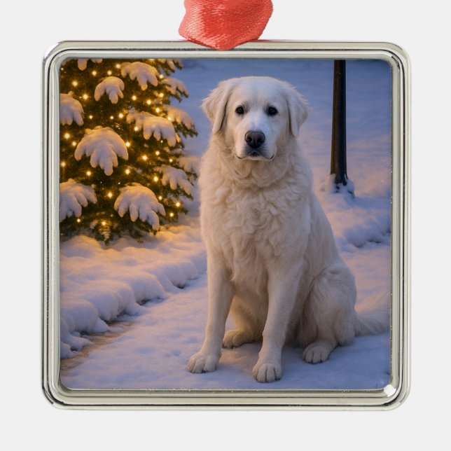 Ornamento De Metal Kuvasz Holiday Card (Frente)