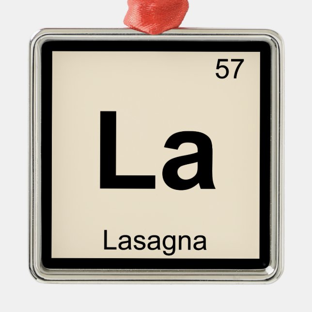 Ornamento De Metal La - Lasagna Pasta Química Mesa Periódica Símbolo (Frente)