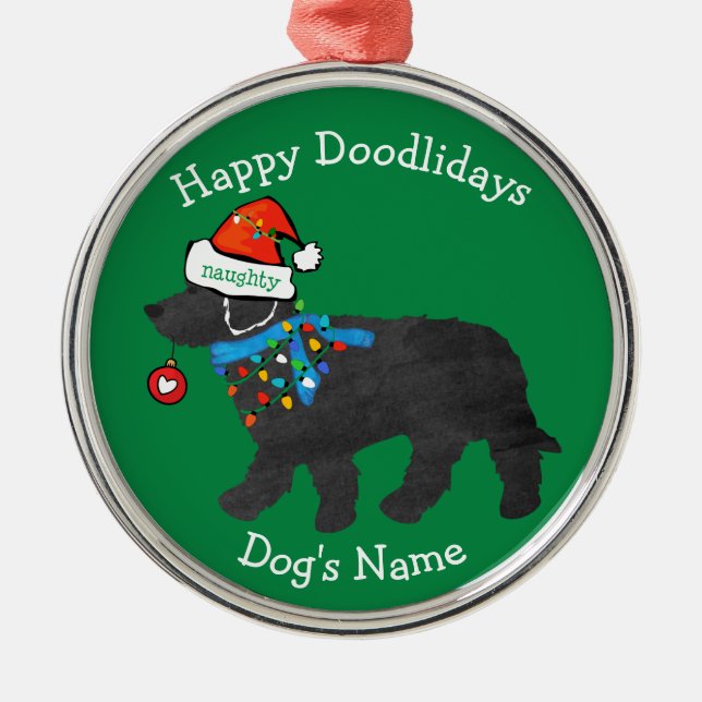 Ornamento De Metal Labradoodle de Natal Personalizado (Frente)