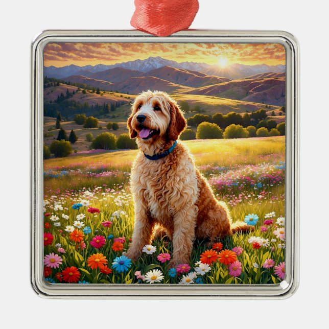Ornamento De Metal Labradoodle dog (Frente)