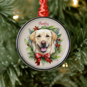 Ornamento De Metal Labrador Retriever Amarelo Memorial de Natal de An