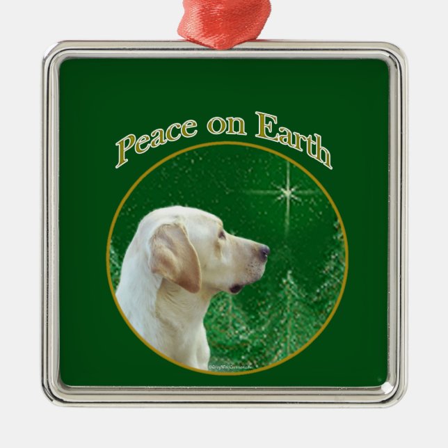 Ornamento De Metal Labrador Retriever (amarelo) Paz (Frente)