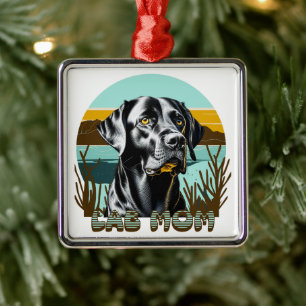 Ornamento De Metal Labrador Retriever Preto   Mãe do Lab