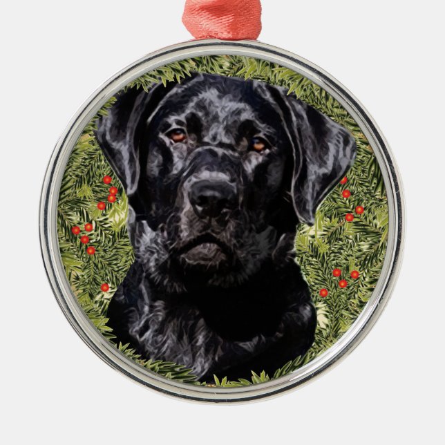 Ornamento De Metal Labrador Retriever Wreath (Frente)