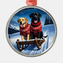 Ornamento De Metal Labradores Sled Ride Christmas