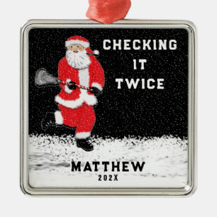 Ornamento De Metal Lacrosse Christmas