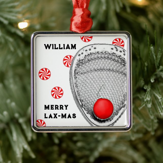 Ornamento De Metal Lacrosse Goalie Christmas (Árvore)