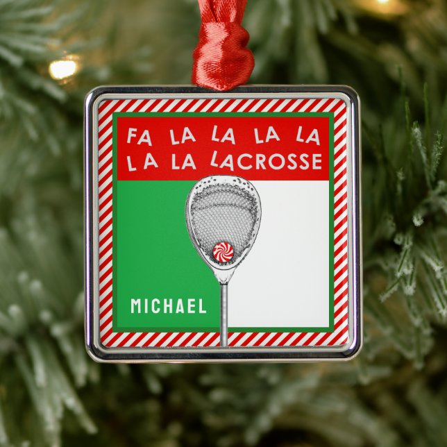 Ornamento De Metal Lacrosse Goalie Holiday Gift (Árvore)