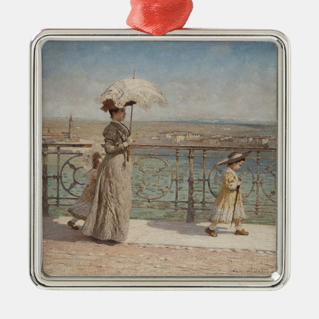 Ornamento De Metal Lady e Girls na Ponte Nuovo em Itália (Frente)