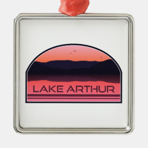 Ornamento De Metal Lago Arthur Pensilvânia Red Sunrise