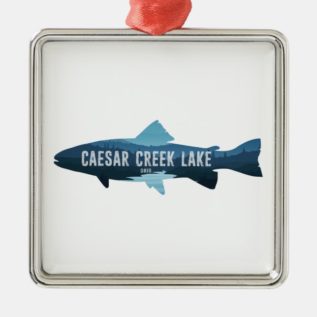 Ornamento De Metal Lago Caesar Creek Ohio Peixes (Frente)