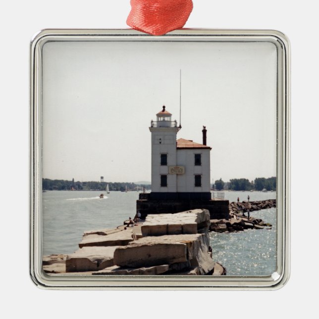 Ornamento De Metal Lago Erie Lighthouse (Frente)