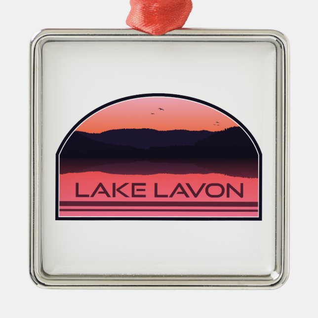 Ornamento De Metal Lago Lavon Texas Red Sunrise (Frente)