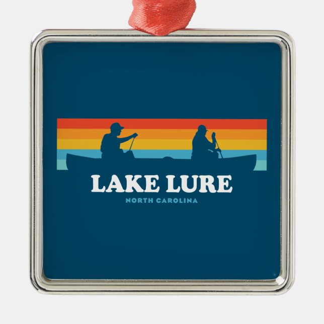 Ornamento De Metal Lago Lure North Carolina Canoe (Frente)
