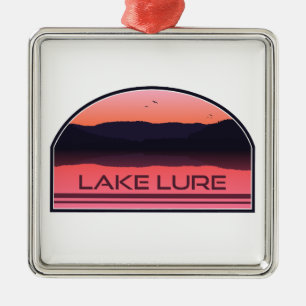 Ornamento De Metal Lago Lure North Carolina Red Sunrise
