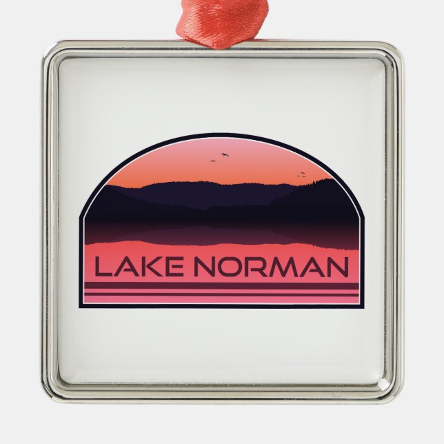 Ornamento De Metal Lago Norman Carolina do Norte Red Sunrise (Frente)