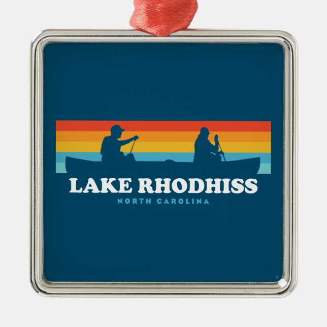 Ornamento De Metal Lago Rhodhiss, Carolina do Norte, Canoe (Frente)