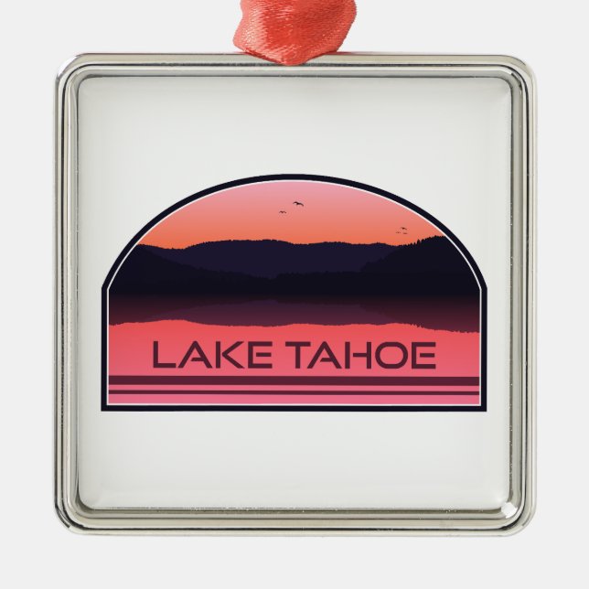 Ornamento De Metal Lago Tahoe California Nevada Red Sunrise (Frente)