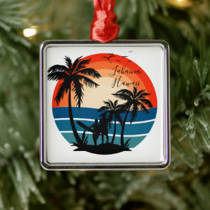 Ornamento De Metal Lahaina Maui Hawaii Beach Surf Sunset - Ornament