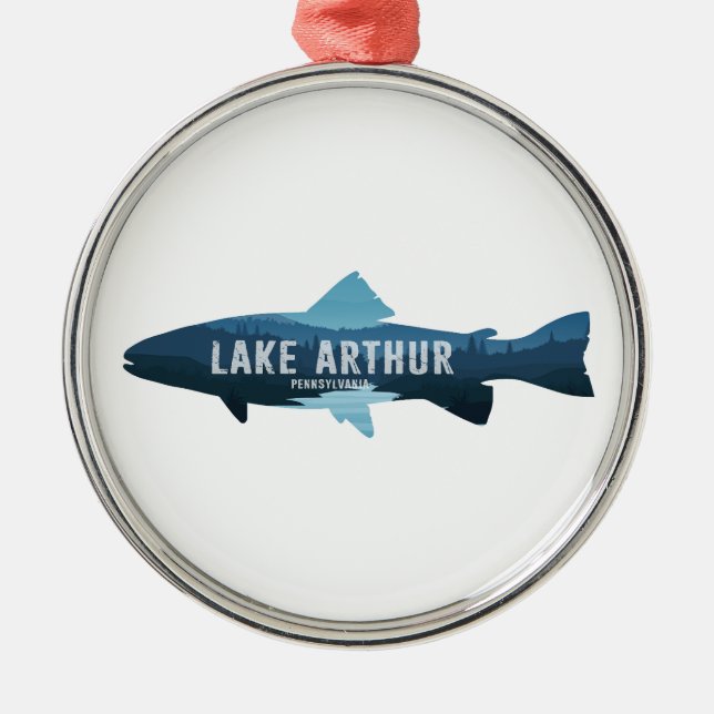 Ornamento De Metal Lake Arthur Pennsylvania Fish (Frente)