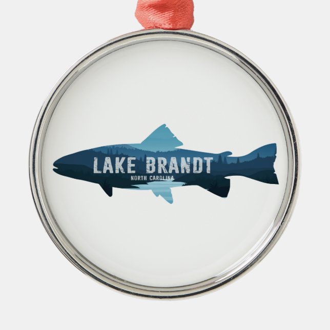 Ornamento De Metal Lake Brandt North Carolina Fish (Frente)