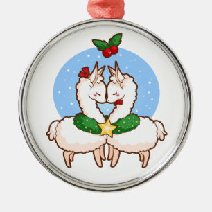 Ornamento De Metal Lamas do amor do feriado
