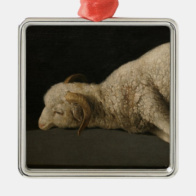 Ornamento De Metal Lamb de Deus (Agnus Dei) (Animais Sacrificados) (Frente)