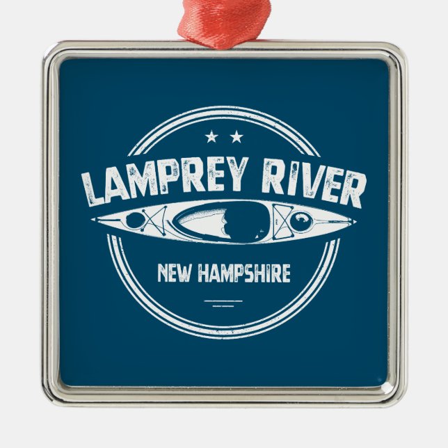 Ornamento De Metal Lamprey River New Hampshire Kayaking (Frente)