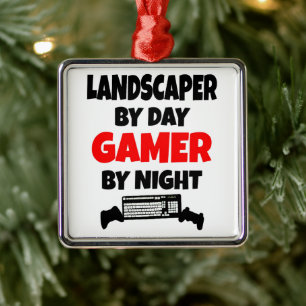 Ornamento De Metal Landscaper ama jogar Videos games
