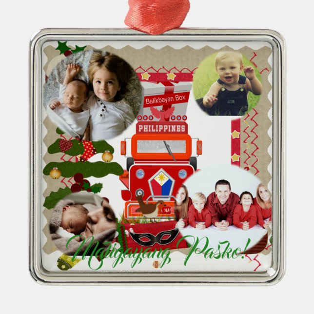 Ornamento De Metal Lanterna filipina, Parol, bandeira, caixa de (Frente)