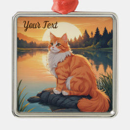 Ornamento De Metal Laranja Cat por Lago