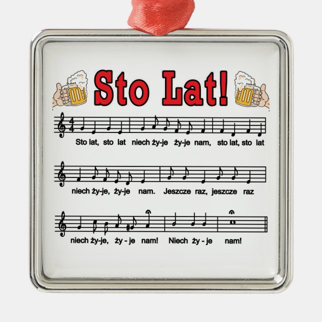 Ornamento De Metal Lat de Sto! Canção com canecas de cerveja (Frente)