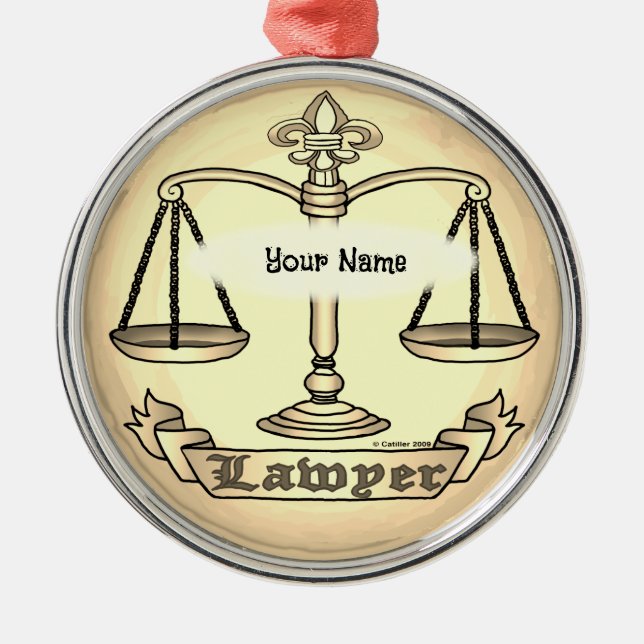 Ornamento De Metal Lawyer Justice Scales (Frente)