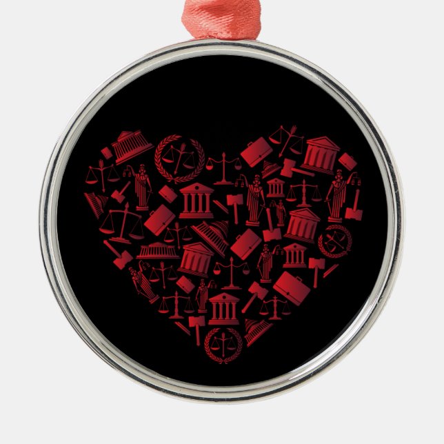 Ornamento De Metal Lawyer Red Heart - Love Law Grunge Art (Frente)