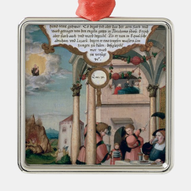 Ornamento De Metal Lazarus e a mesa de homem rico (Frente)