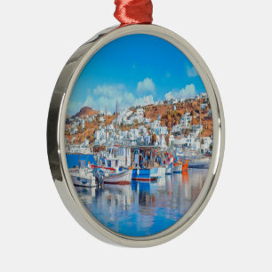 Ornamento De Metal ldp MYKONOS - navios de pesca - porto - panorama