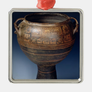 Ornamento De Metal Lebes decorou com um teste padrão geométrico